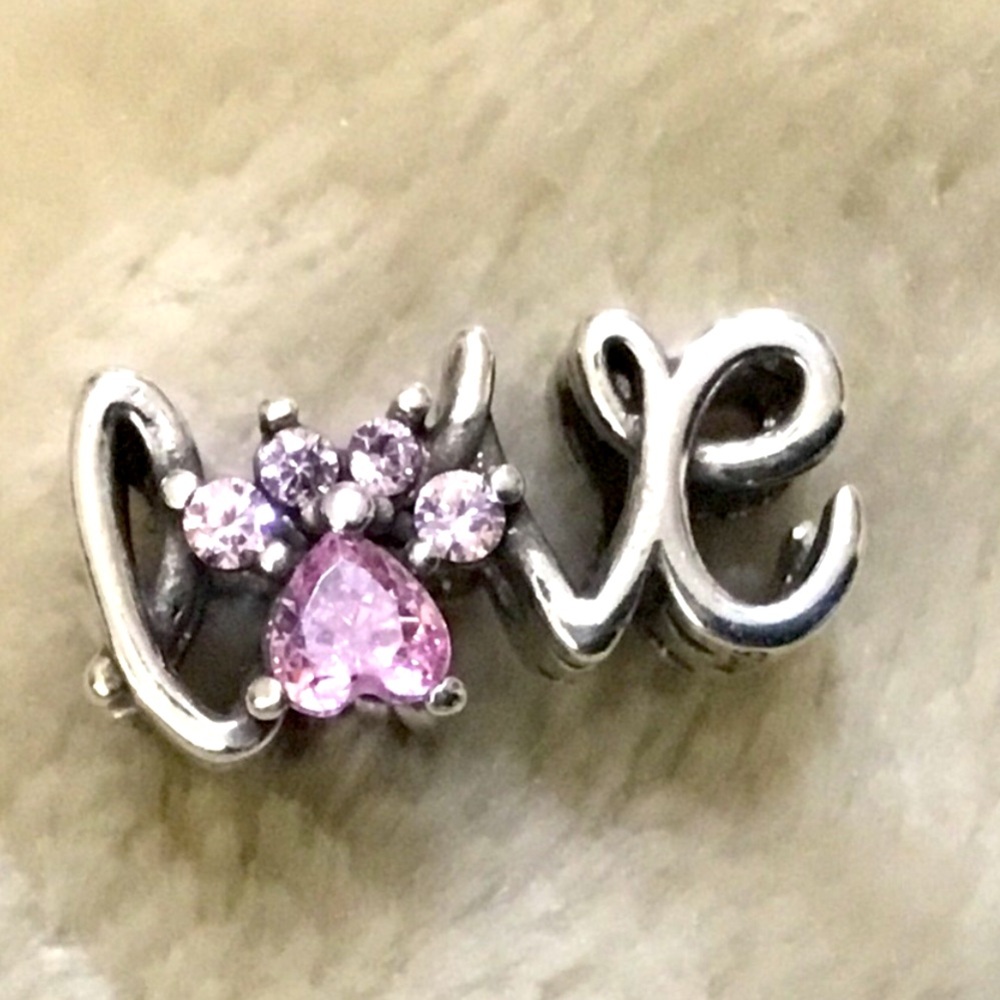 ❗️LAST ONE❗️S925 Pet LOVE Paw Print Charm Pandora Style - Picture 4 of 5